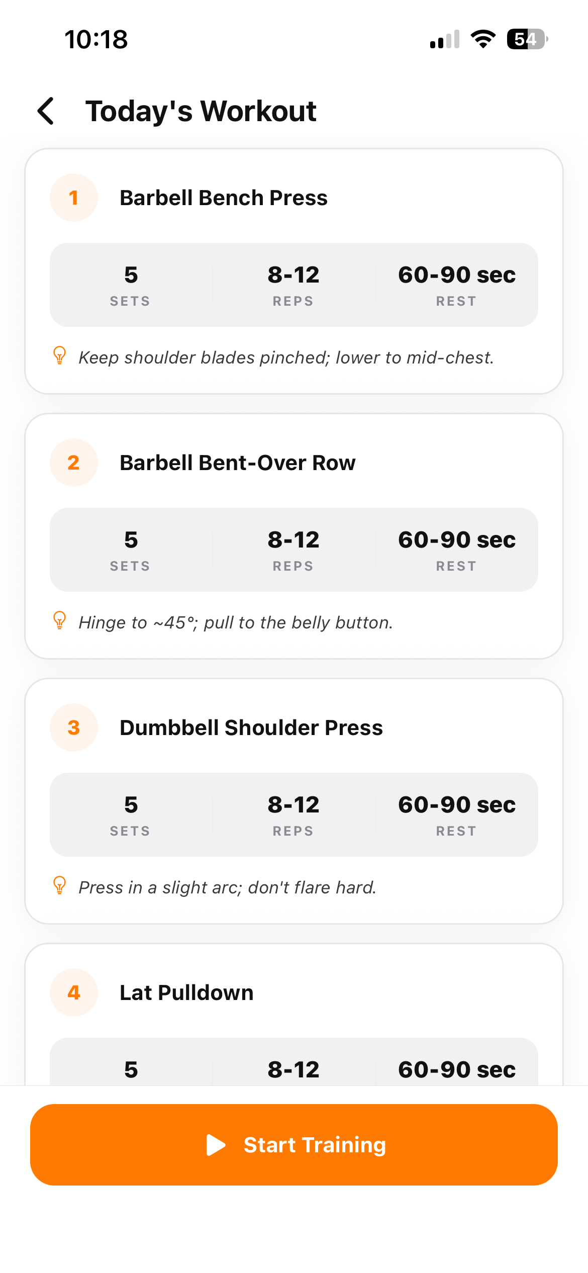 StrideDex workout screen